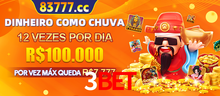 Banner do programa de recompensas Recomende para amigos do 3bet, detalhando os bônus por convidar amigos, com prêmios que chegam a R$288.888.