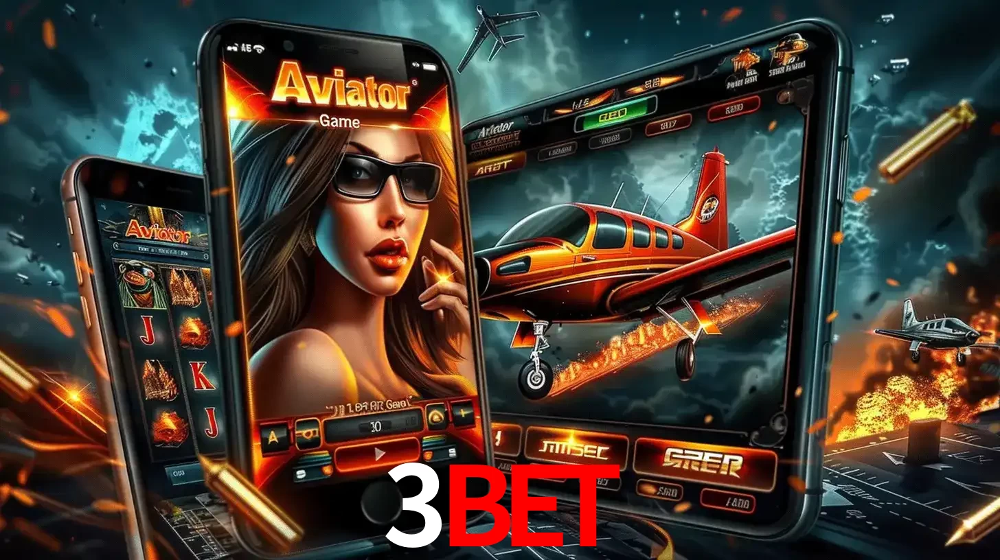O popular jogo de apostas Aviator exibido em vários celulares e tablets, mostrando a interface emocionante e a ação de voo disponíveis para jogar agora no 3bet.